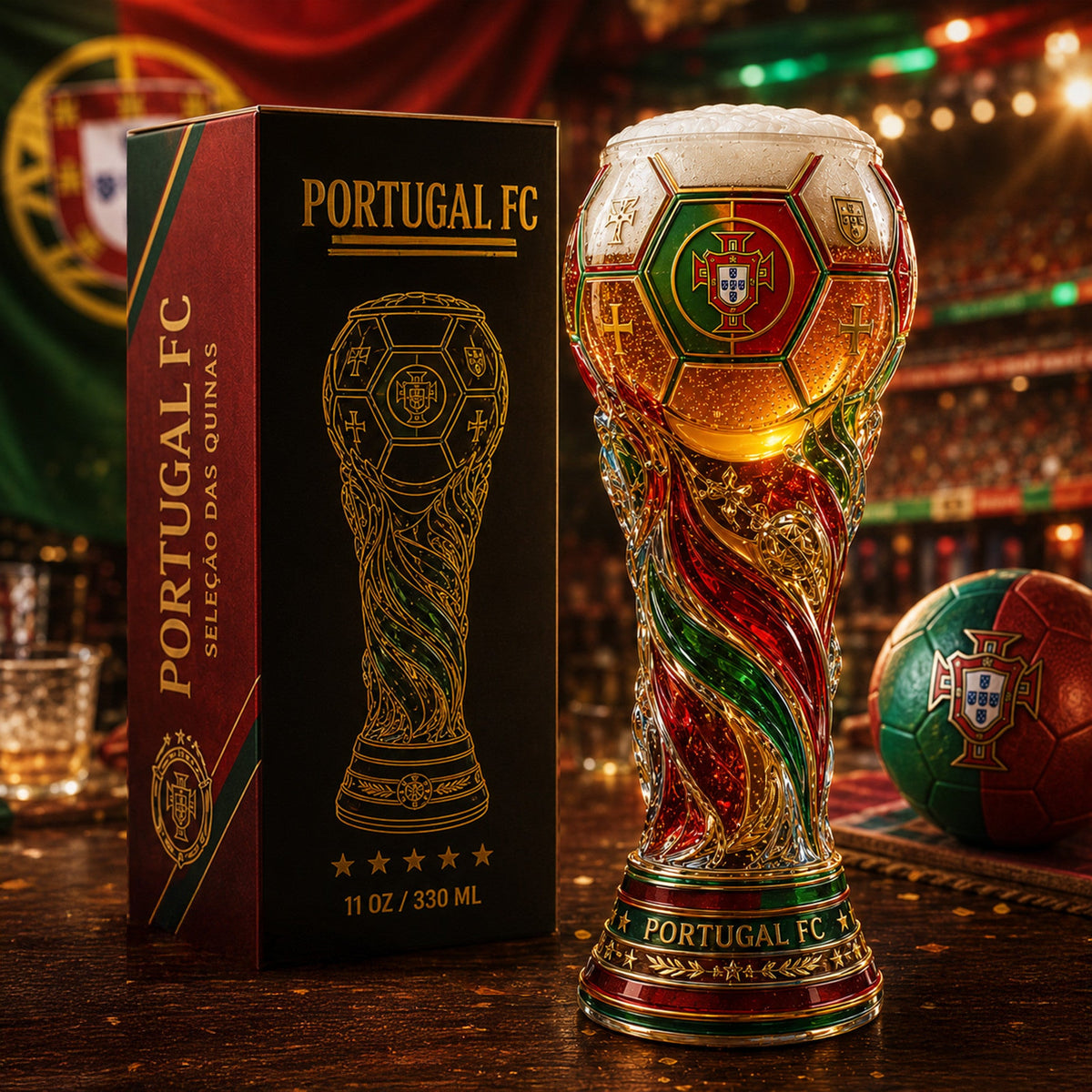 Premium POR Soccer Trophy Beer Glass TNSM
