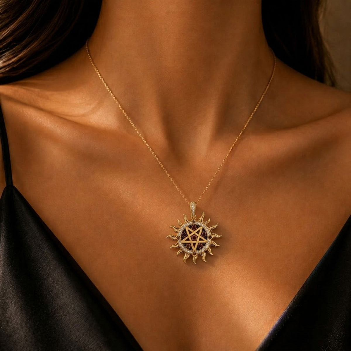 SUNA Solid Gold Chain with Diamond Pendant BMD
