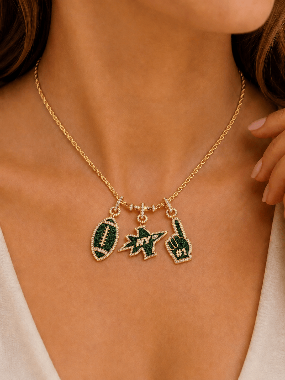 NYJ Solid Gold Chain with Diamond Pendant TTTT