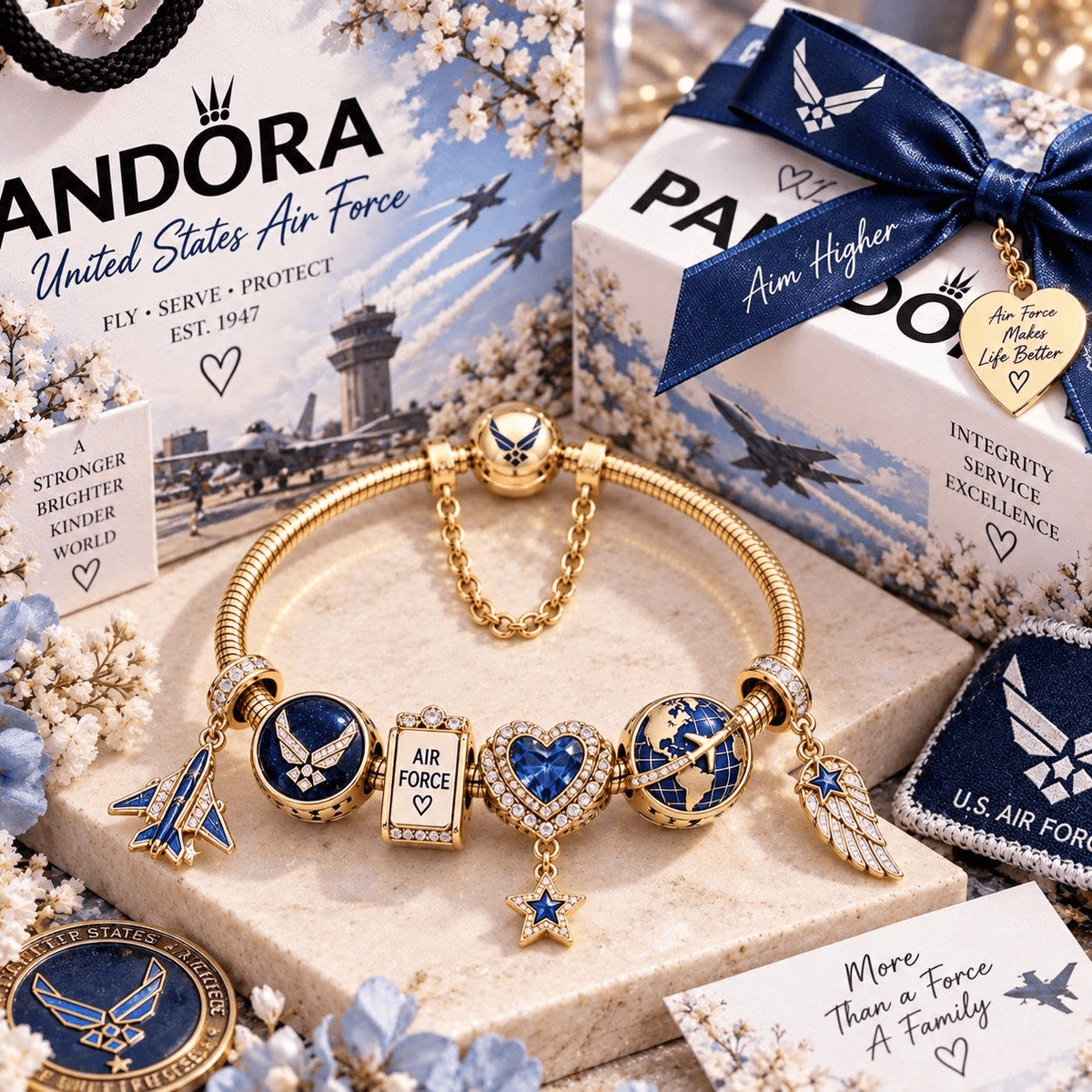 USAF Gold Charm Bracelet Set TTN