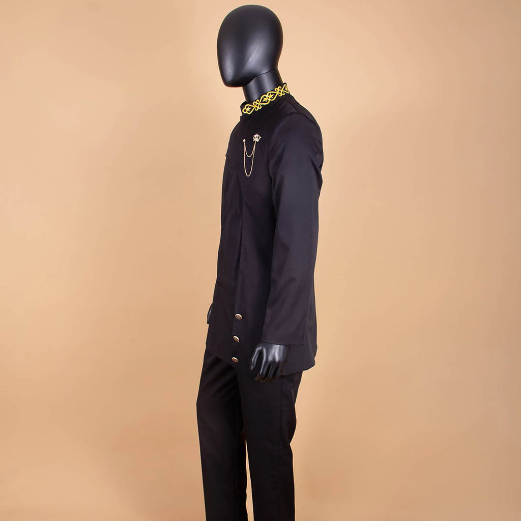 Men's 2 Pieces Suit Elegant Single Breated Slim Fit Embroidery Blazer Pants Set African Clothes Party Wedding A2316025