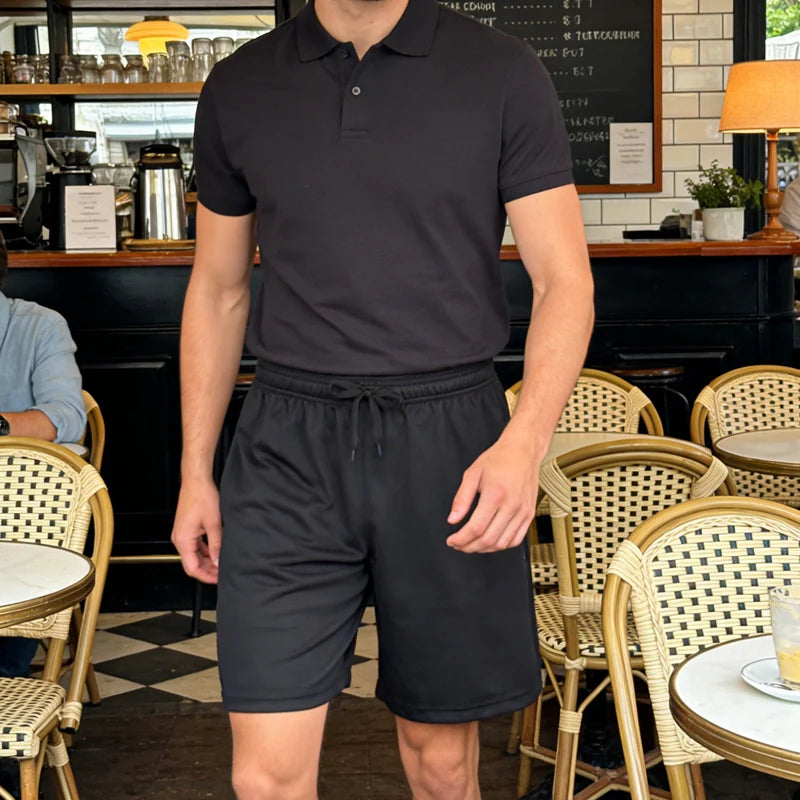 5-piece men's casual shorts with drawstring waistband, breathable fabric, available in multiple colors - ideal choice for summer