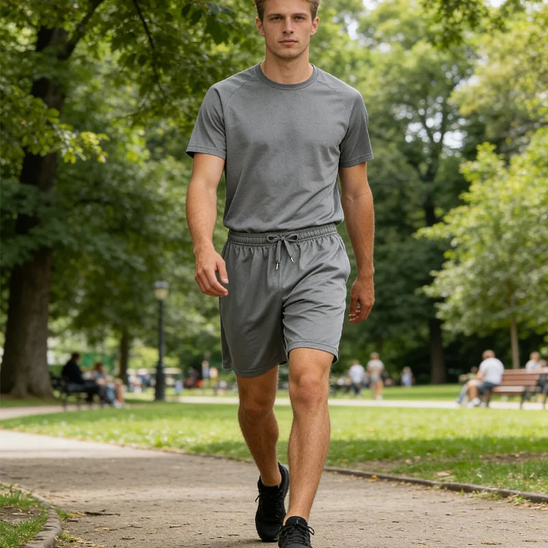 5-piece men's casual shorts with drawstring waistband, breathable fabric, available in multiple colors - ideal choice for summer